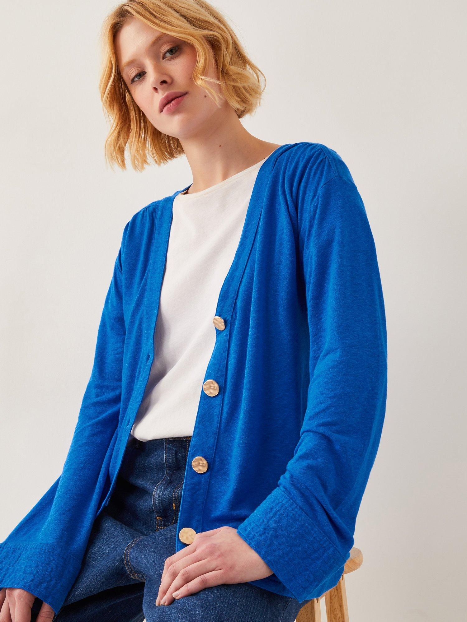Product image 5 of 5, which shows Monsoon Sky Linen Rich Jacket, Blue, S