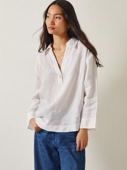 Monsoon Clover Pure Linen Top, White, White