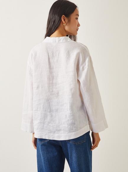 Monsoon Clover Pure Linen Top, White - view 2, White