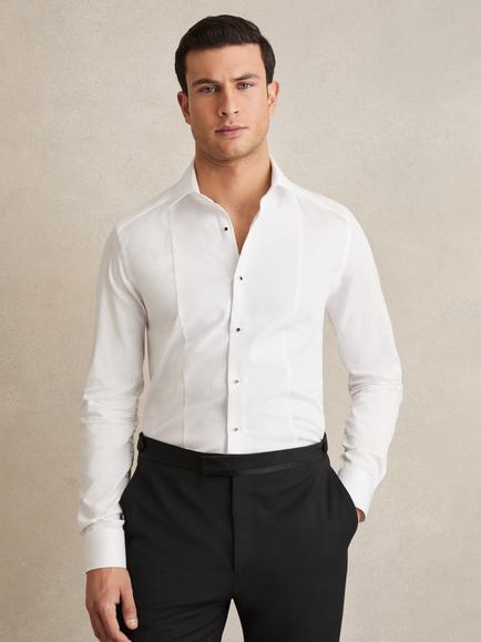 Reiss Marcel Cotton Regular Fit Textured Shirt, White, White