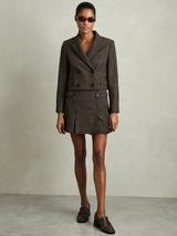 Reiss Elle Wool Blend Tweed Mini Skirt, Brown