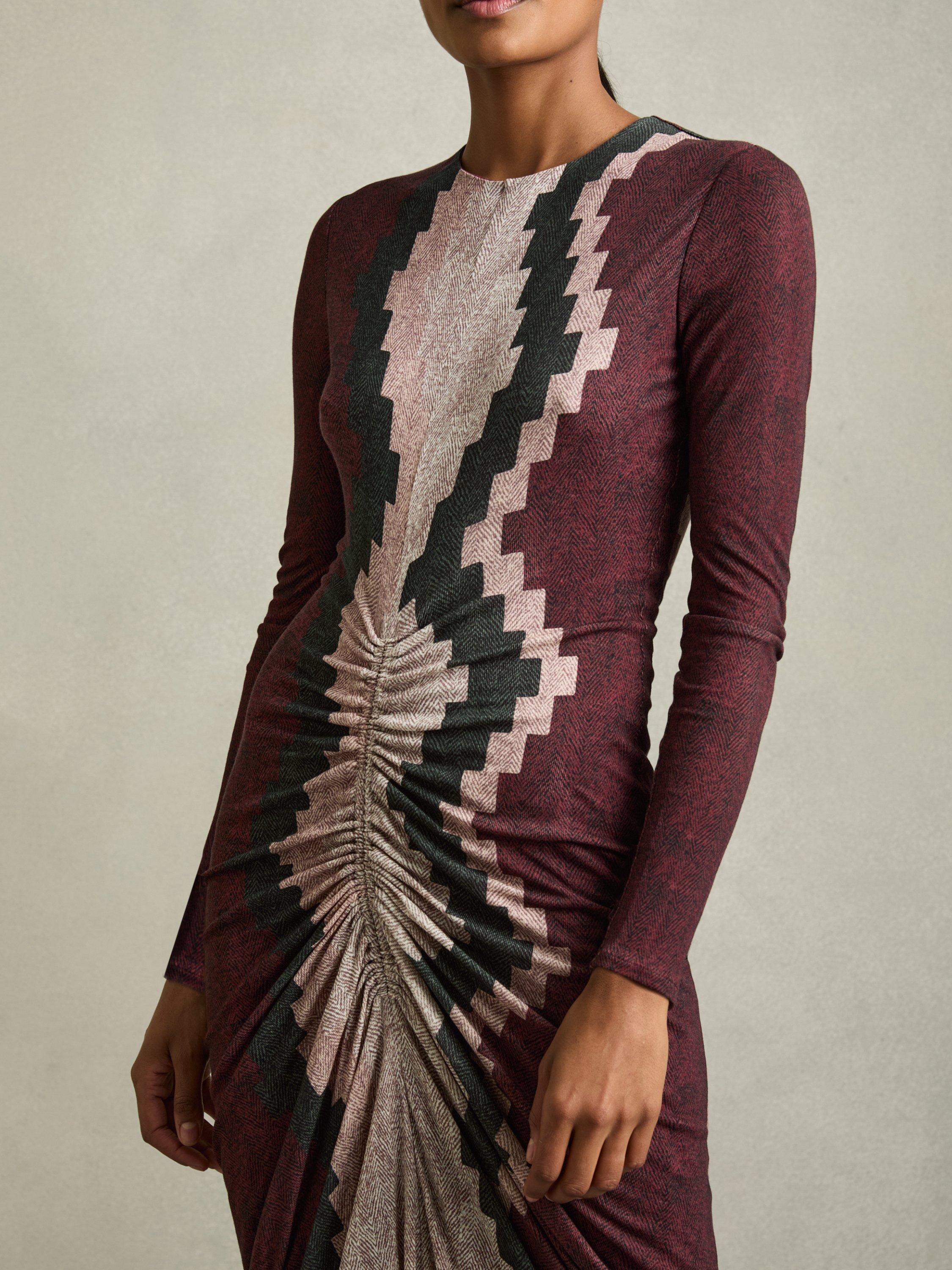 Product image 4 of 5, which shows Reiss Petite Georgia Ruched Jersey Dress, Burgundy, 6Pt