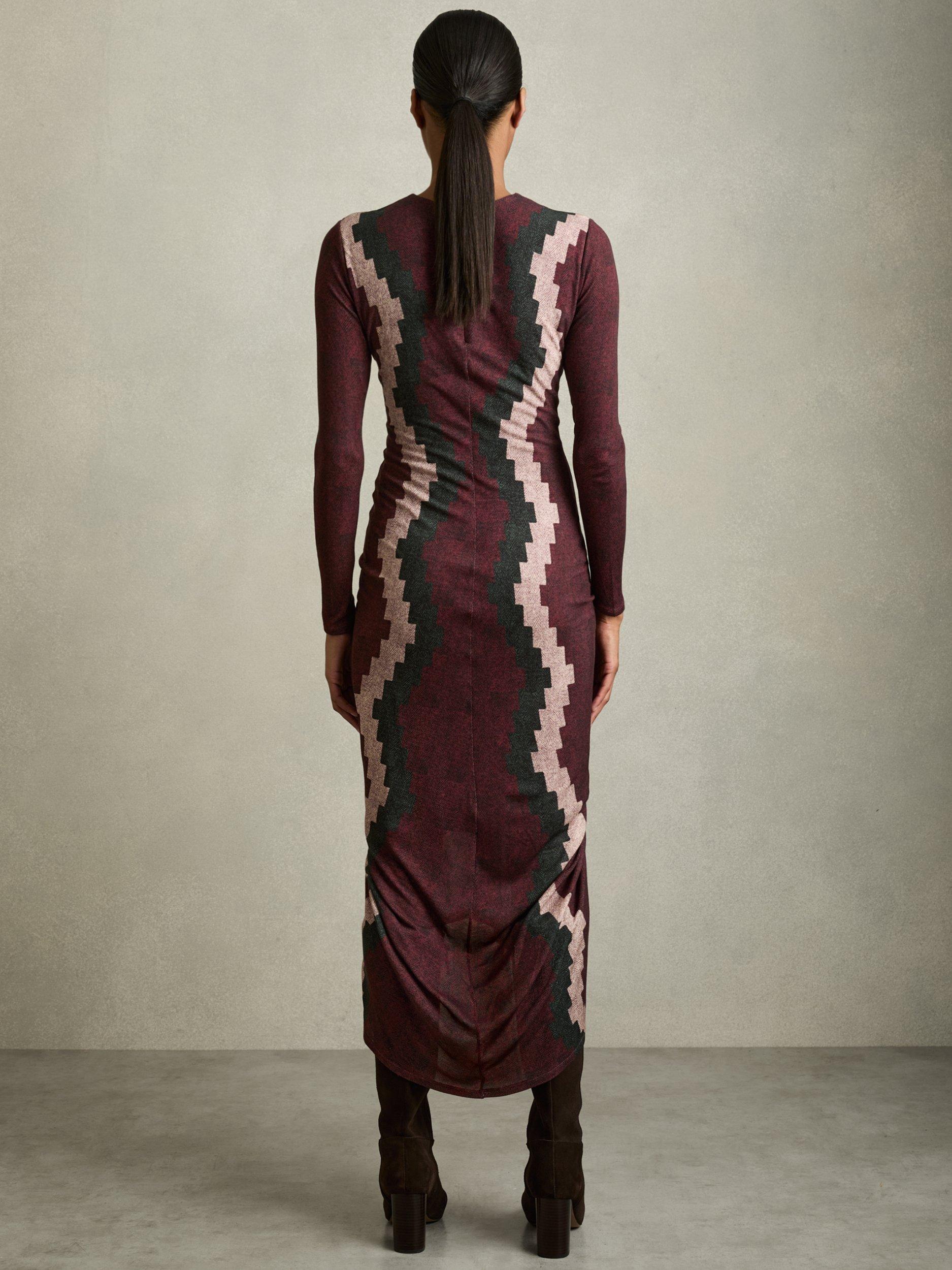 Product image 5 of 5, which shows Reiss Petite Georgia Ruched Jersey Dress, Burgundy, 6Pt