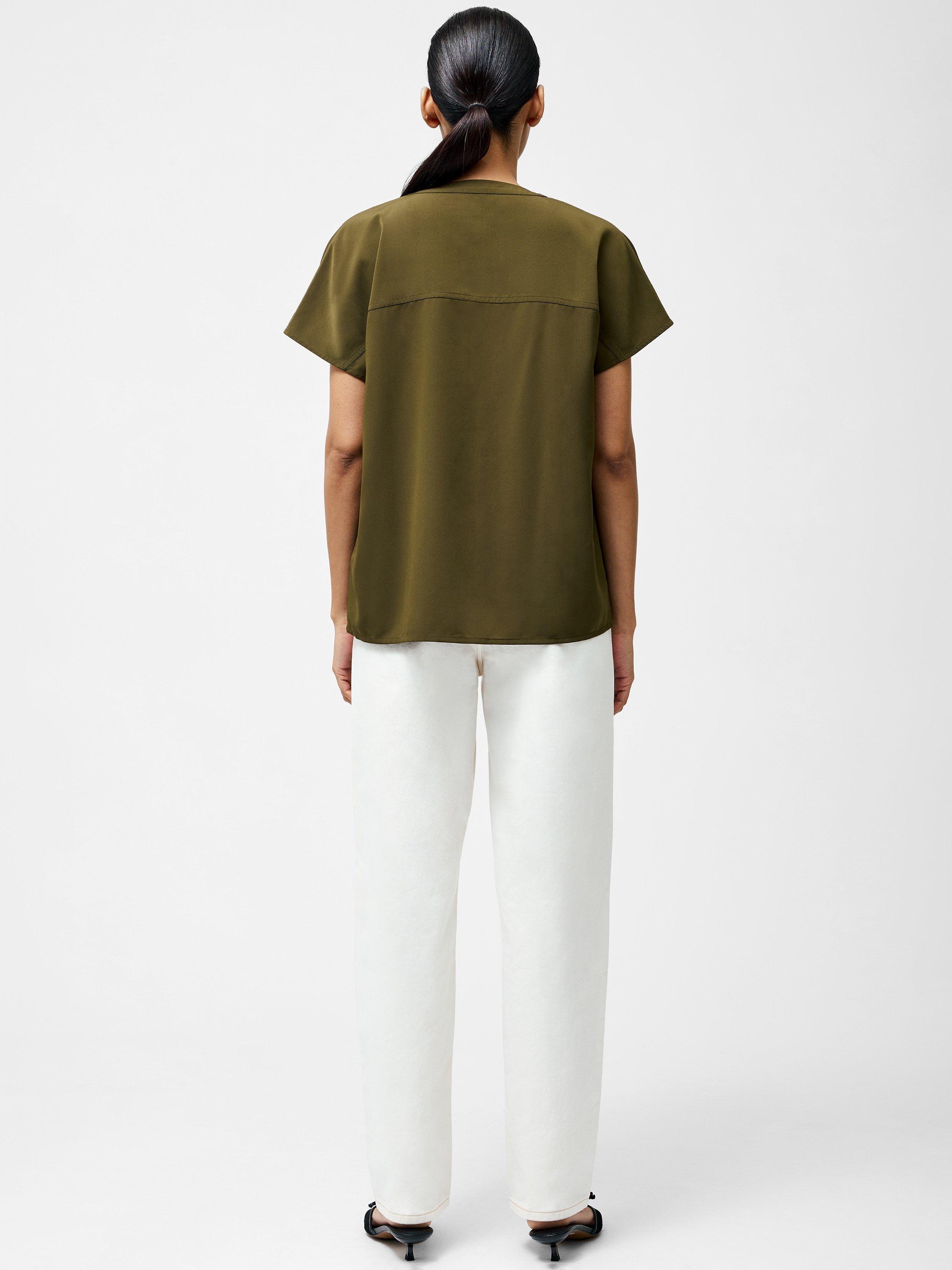Product image 3 of 3, which shows French Connection Capriana Cap Sleeve Shirt, Khaki, 10