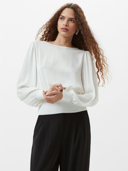 French Connection Krista Slash Neck Top, Summer White - view 2, Summer White