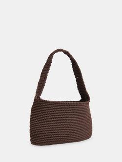 Whistles Adaline Crochet Shoulder Bag, Chocolate - view 2, Chocolate