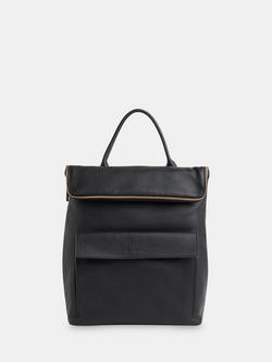Whistles Verity Zip Top Leather Backpack, Black, Black
