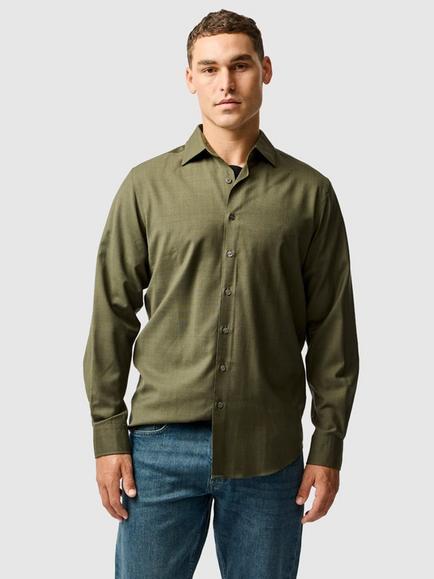 Rodd & Gunn Esk Valley New Zealand Merino Wool Slim Fit Long Sleeve Shirt, Pine