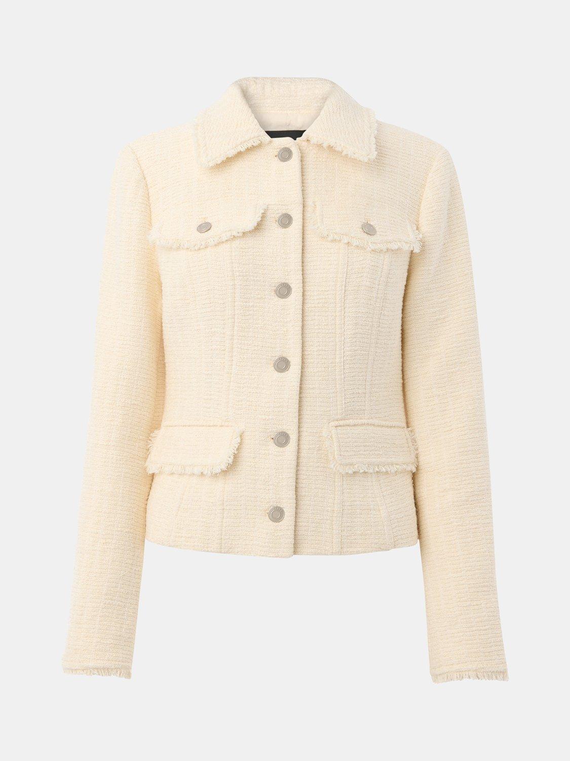 Product image 5 of 5, which shows Whistles Lucie Boucle Jacket, Ivory, 16