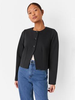 Whistles Petite Anne Ponte Button Jacket containing TENCEL™ Lyocell, Black