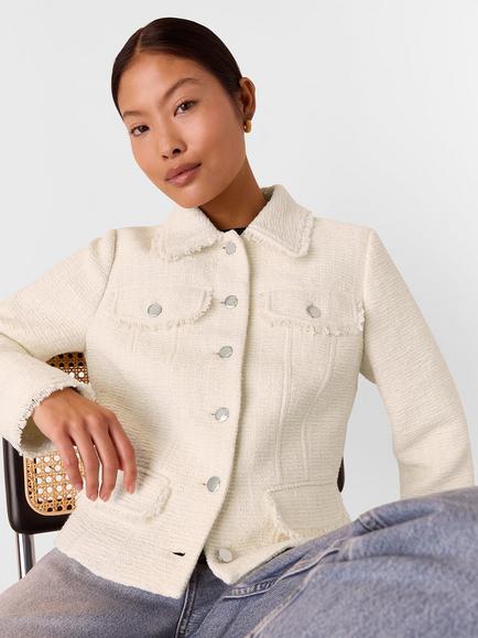 Whistles Petite Lucie Boucle Jacket, Ivory - view 2, Ivory