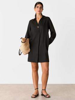 Whistles Collared Button Mini Dress, Black