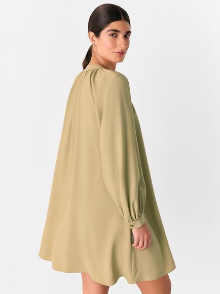 Whistles Full Volume Gathered Dress, Sage Green - view 2, Sage Green