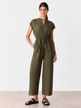 Whistles Drawstring Waist Sleeveless Jumpsuit, Khaki
