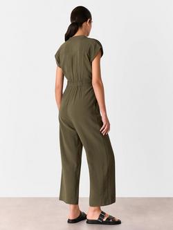 Whistles Sleeveless Drawstring Jumpsuit, Black - view 2, Khaki