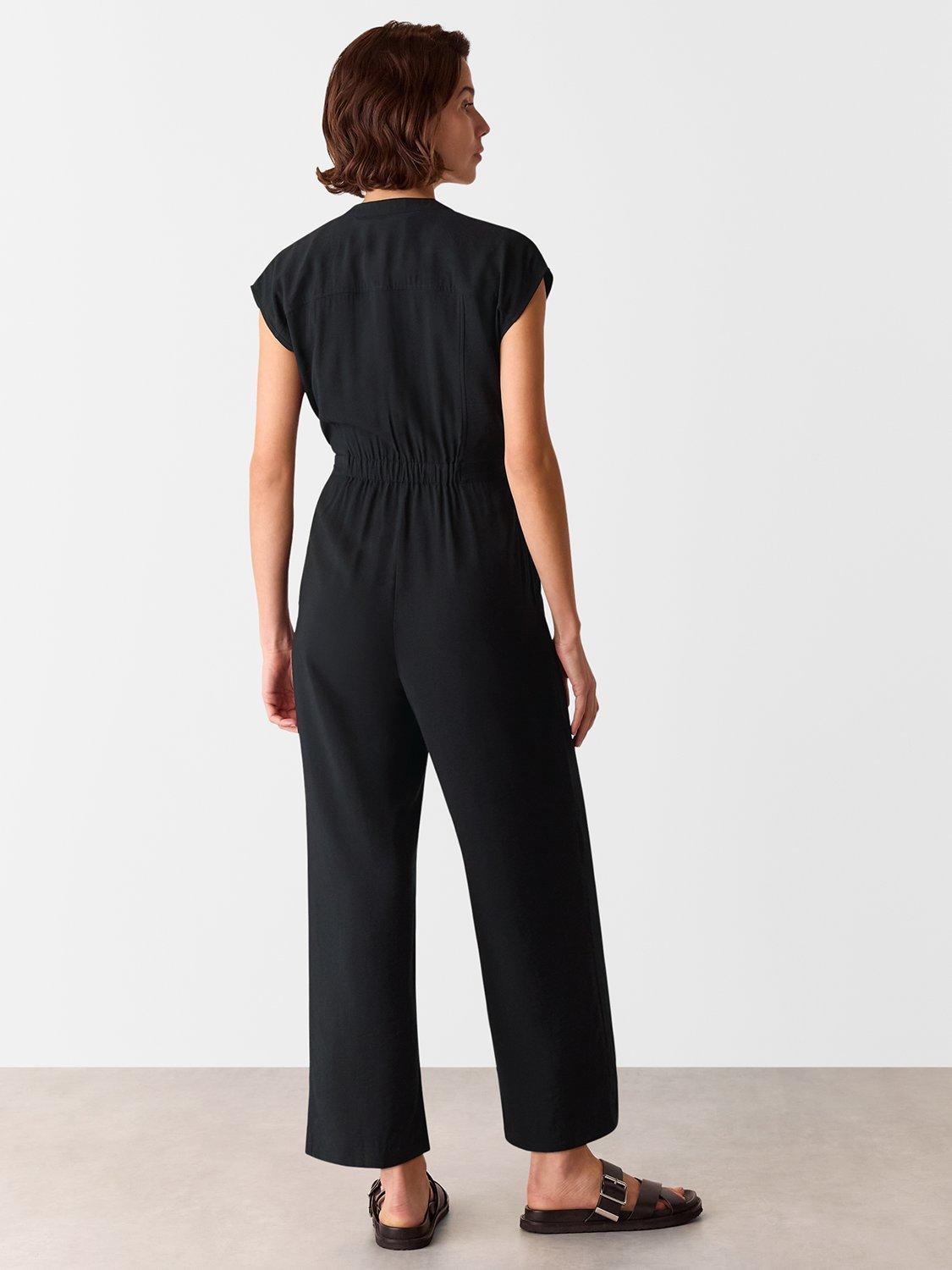 Product image 2 of 5, which shows Whistles Sleeveless Drawstring Jumpsuit, Black, 6