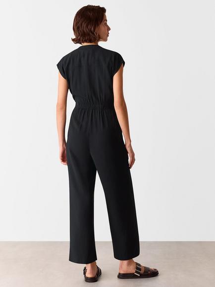 Whistles Sleeveless Drawstring Jumpsuit, Black - view 2, Black