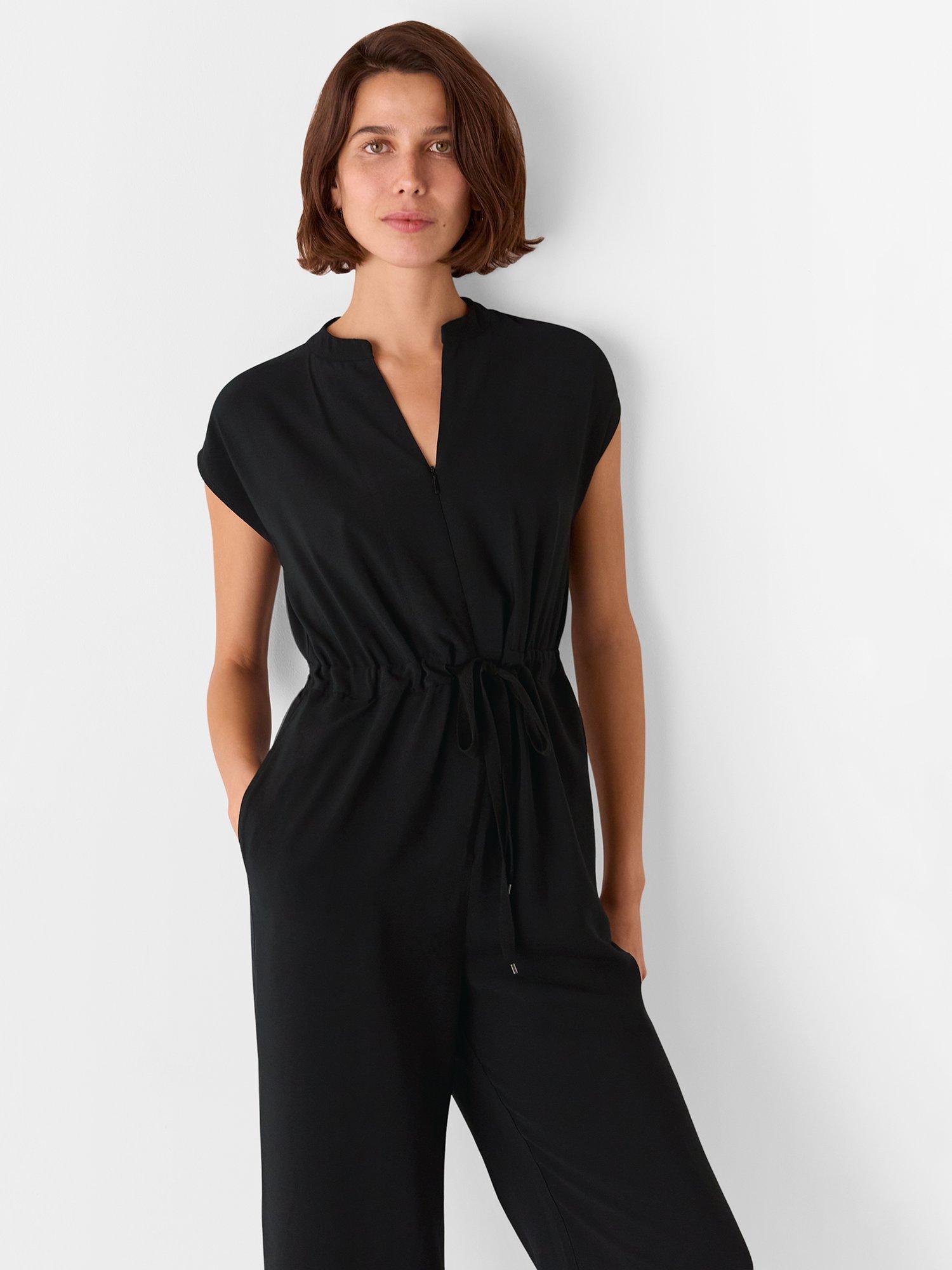 Product image 3 of 5, which shows Whistles Sleeveless Drawstring Jumpsuit, Black, 6