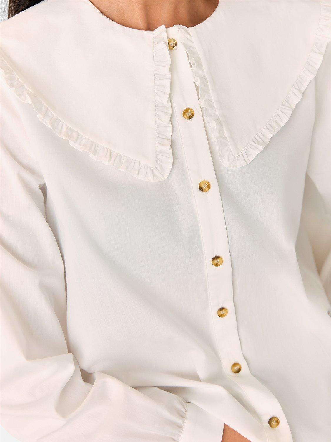 Product image 3 of 5, which shows Whistles Ruffle Collar Long Sleeve Shirt, White, 6