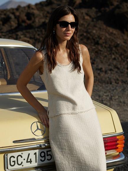 Whistles Lucie Boucle Tank Top, Ivory, Ivory