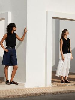 Whistles Waist Panel Midi Skirt, White, White