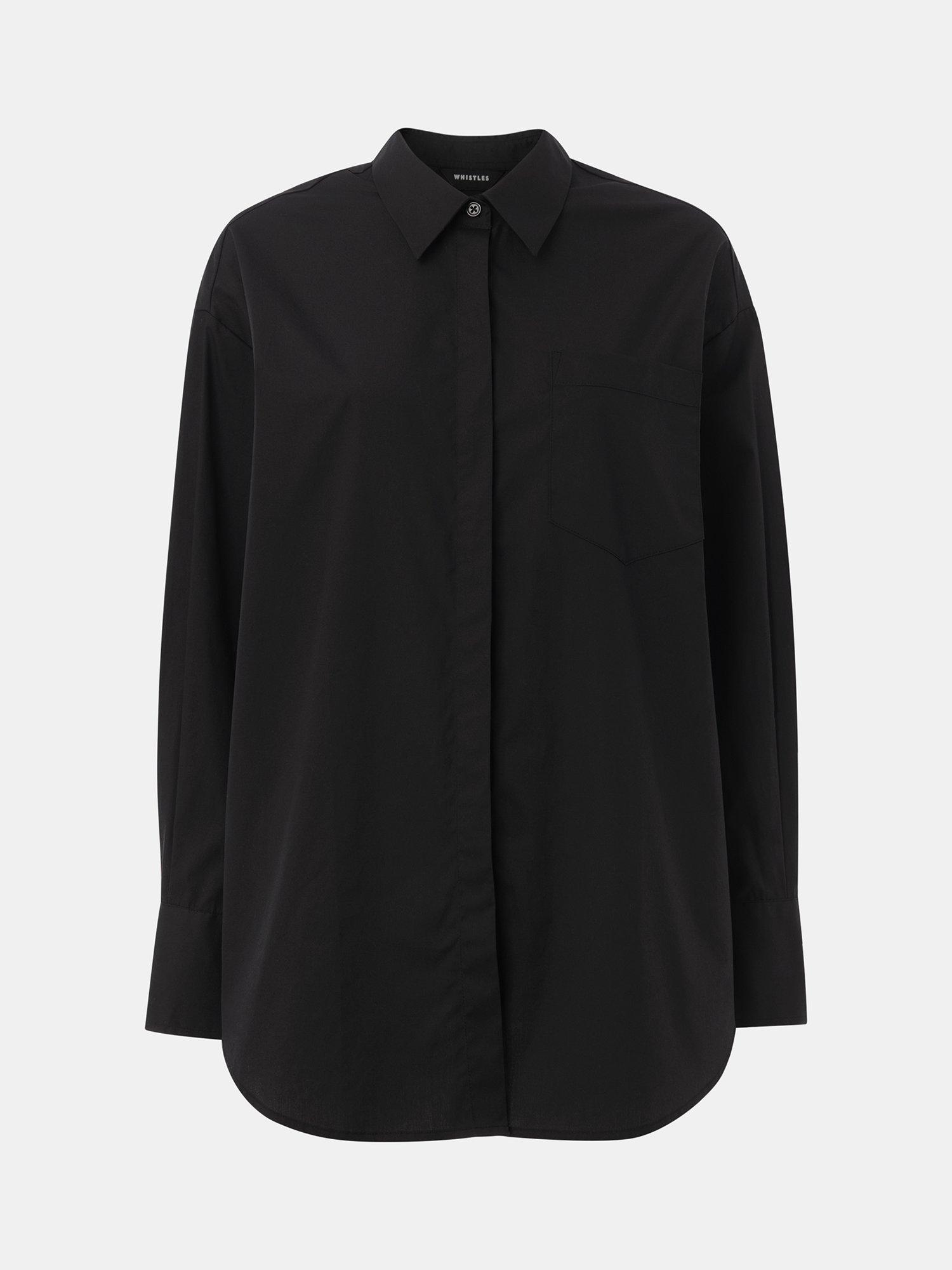 Product image 5 of 5, which shows Whistles Oversized Long Sleeve Shirt, Black, 6