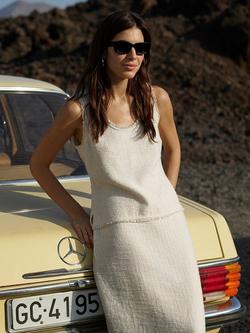 Whistles Lucie Boucle Pencil Skirt, Ivory, Ivory