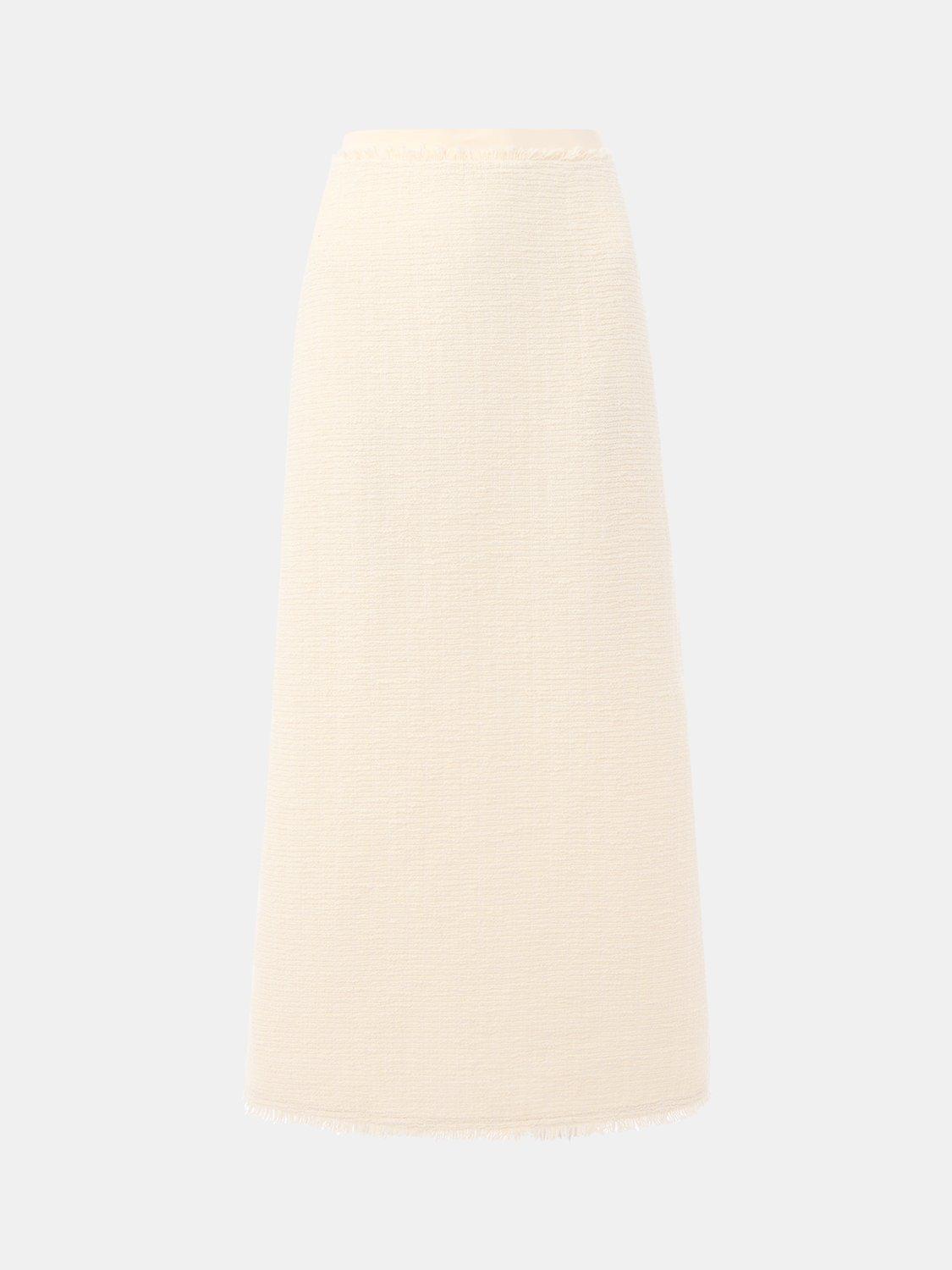 Product image 6 of 6, which shows Whistles Lucie Boucle Pencil Skirt, Ivory, 8
