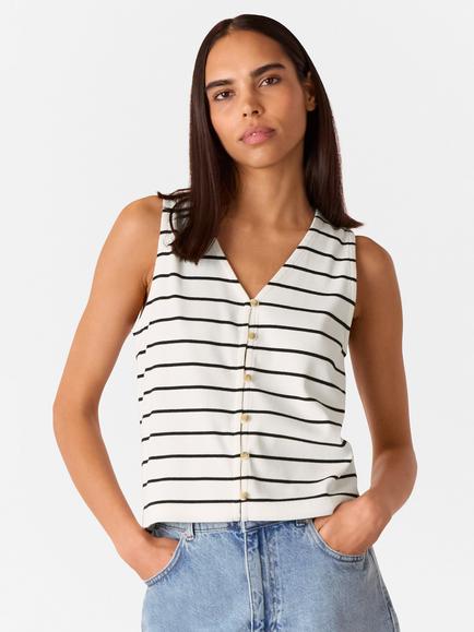 Whistles Stripe Button Front Tank Top, Natural/Multi, Natural/Multi