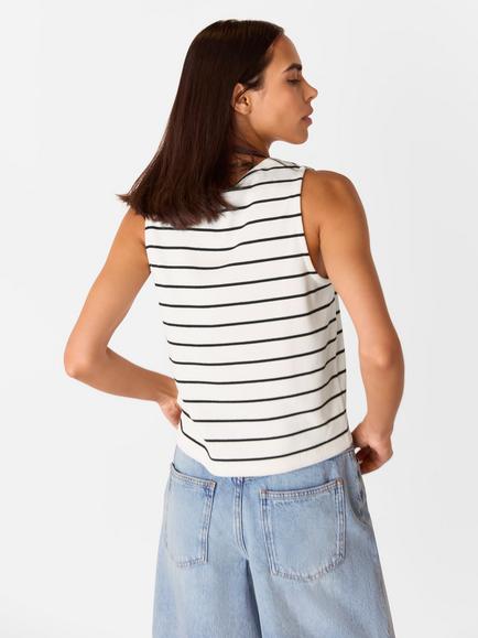 Whistles Stripe Button Front Tank Top, Natural/Multi - view 2, Natural/Multi
