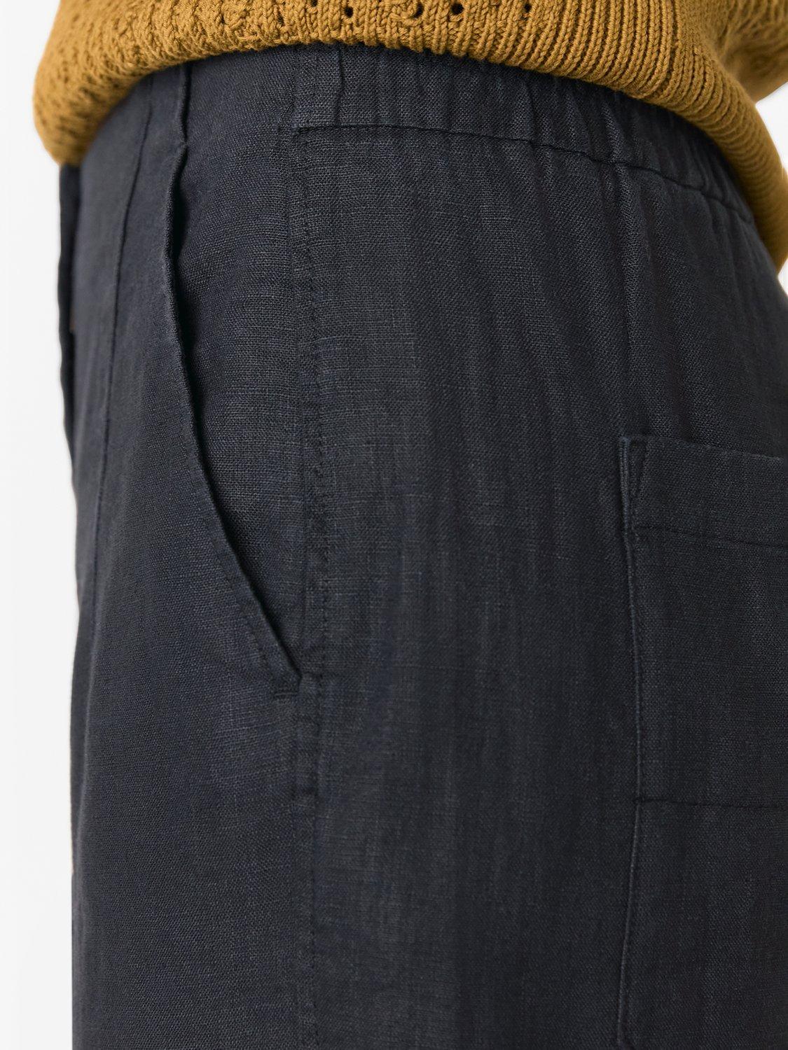 Product image 4 of 5, which shows Whistles Linen Barrel Leg Trousers, Black, 6