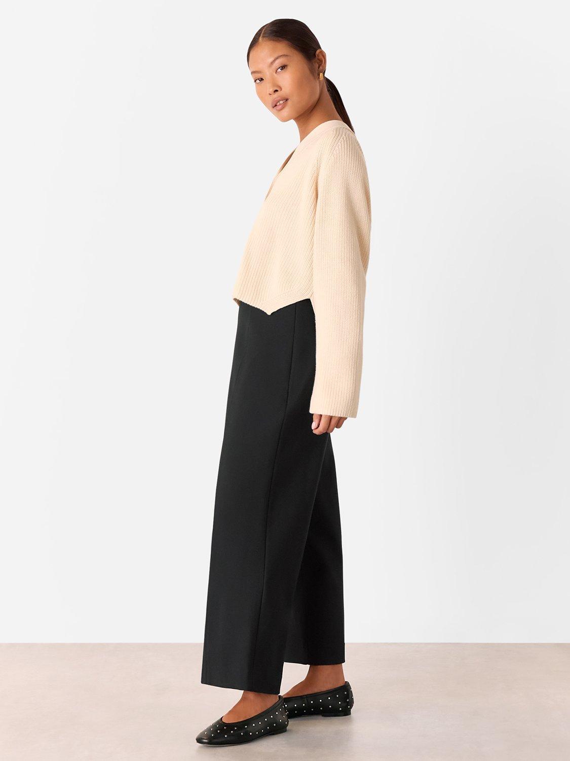 Product image 1 of 5, which shows Whistles Petite Camilla Wide Leg Trousers, Black, 6