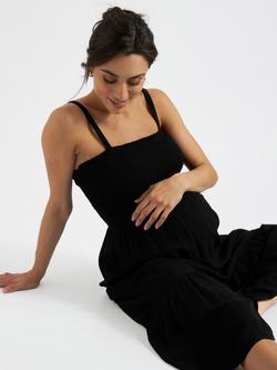 Ripe Blair Shirred Bodice Maternity Dress, Black - view 2, Black