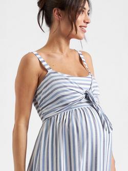 Ripe Lana Stripe Tie Front Nursing Dress, White/Blue - view 2, White/Blue