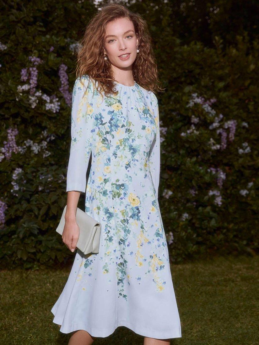 Product image 2 of 7, which shows Hobbs Honour Trailing Floral Dress, Pale Blue/Multi, 10