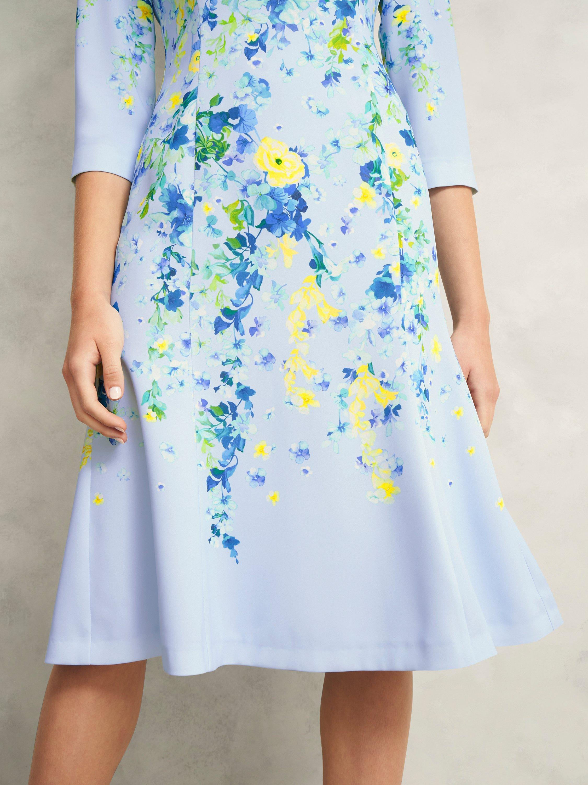Product image 5 of 7, which shows Hobbs Honour Trailing Floral Dress, Pale Blue/Multi, 10