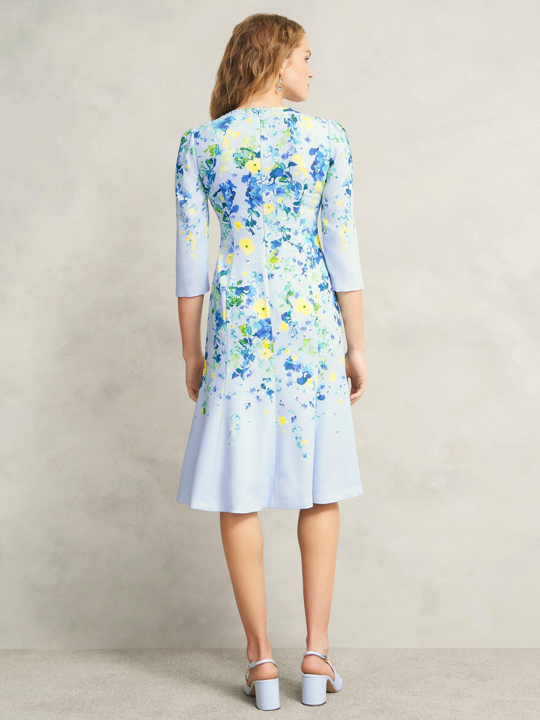 Product image 6 of 7, which shows Hobbs Honour Trailing Floral Dress, Pale Blue/Multi, 10