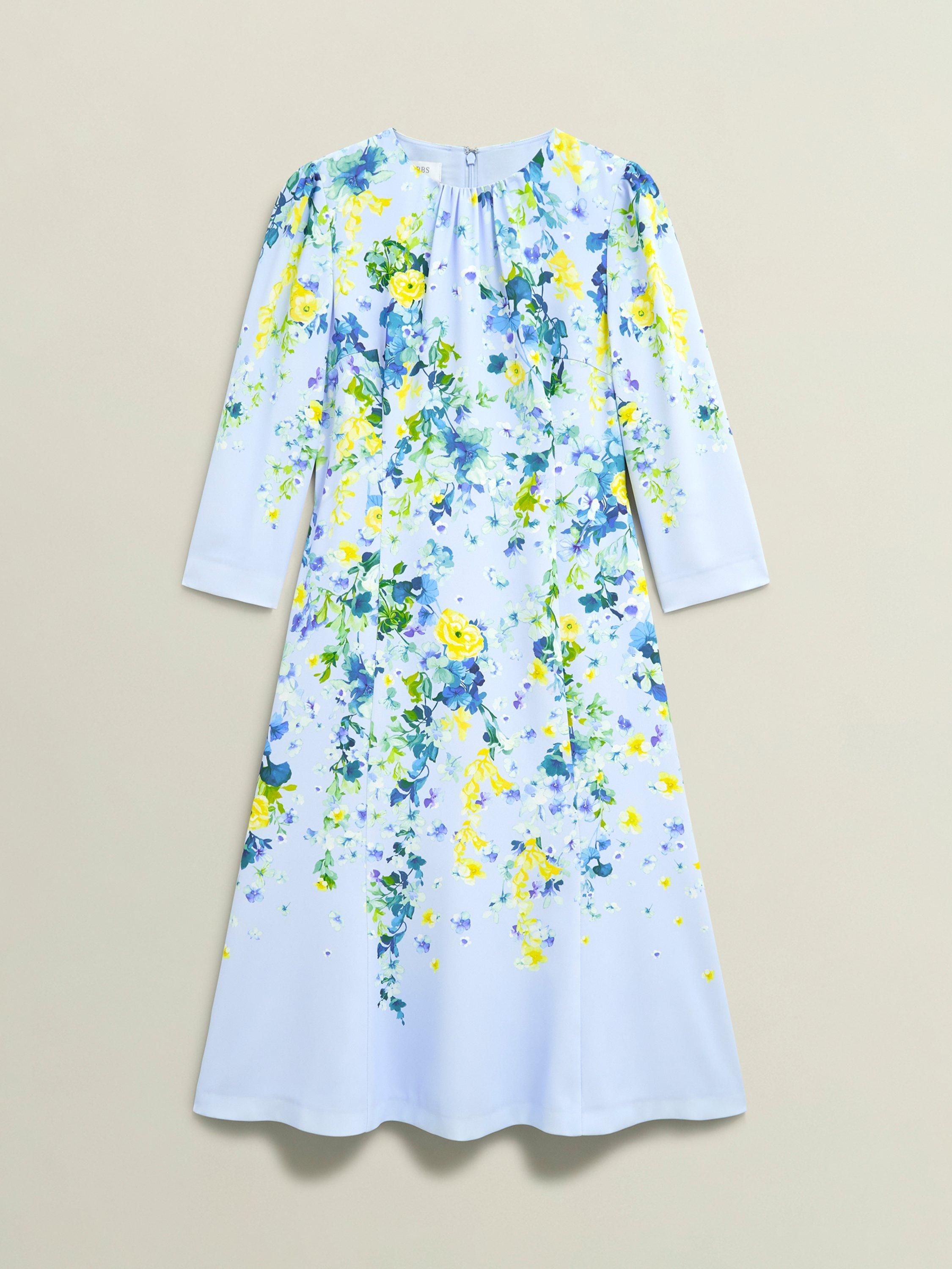 Product image 7 of 7, which shows Hobbs Honour Trailing Floral Dress, Pale Blue/Multi, 10