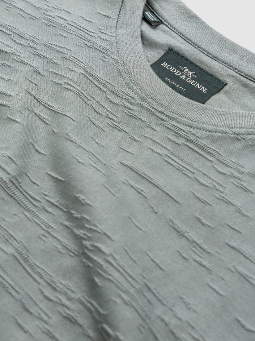 Product image 6 of 6, which shows Rodd & Gunn Leith Valley Cotton Slim Fit Abstract T-Shirt, Sage Green, XS