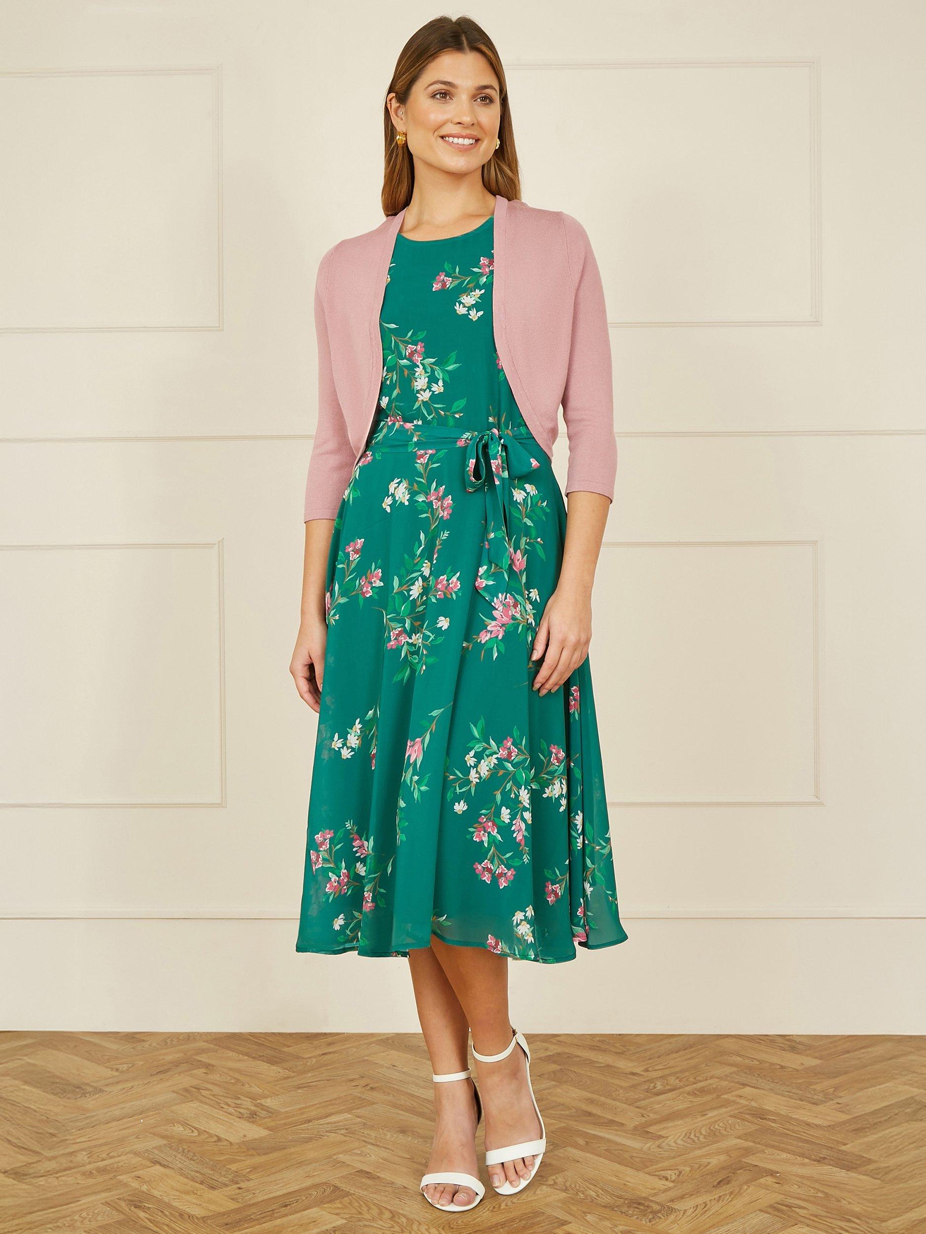 Product image 2 of 4, which shows Yumi Knitted Open Neck Bolero Cardigan, Blush, S