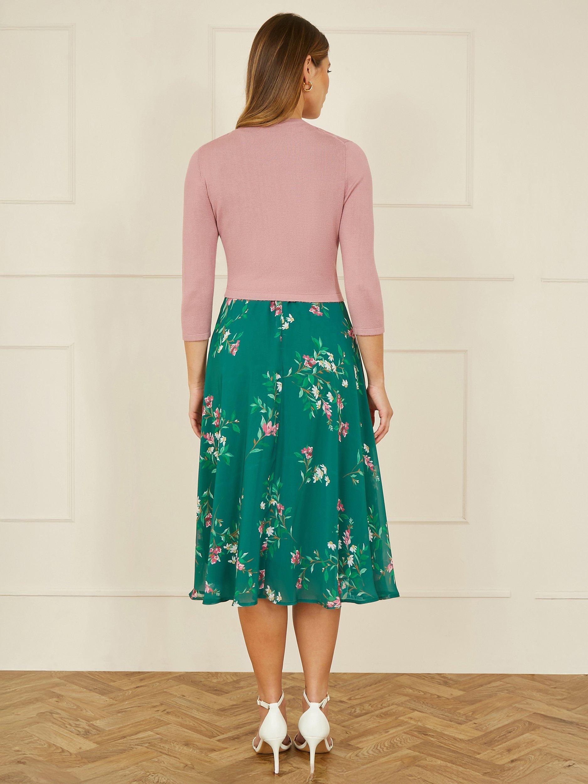 Product image 4 of 4, which shows Yumi Knitted Open Neck Bolero Cardigan, Blush, S