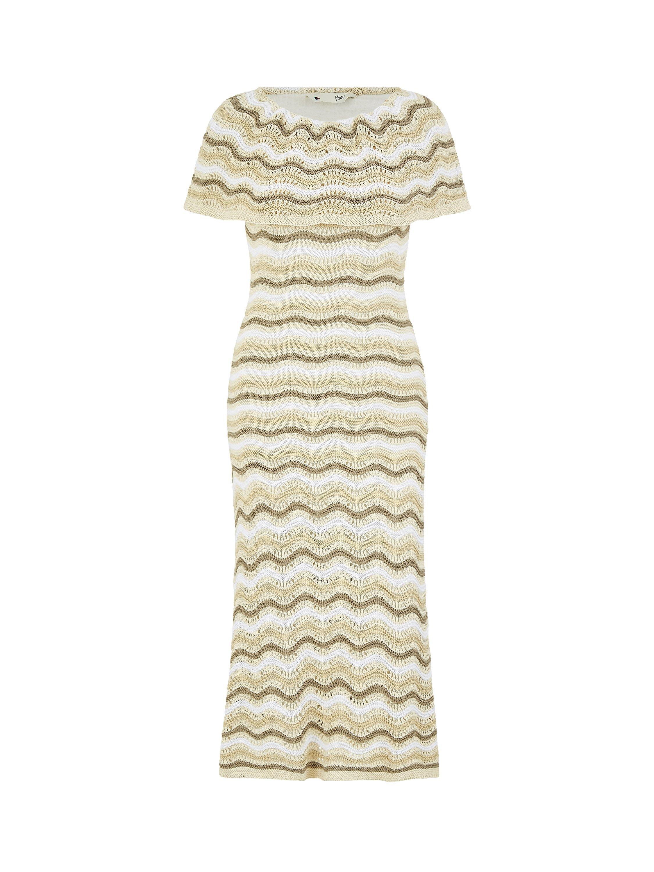 Product image 6 of 7, which shows Yumi Stripe Crochet Midi Dress, Beige, S