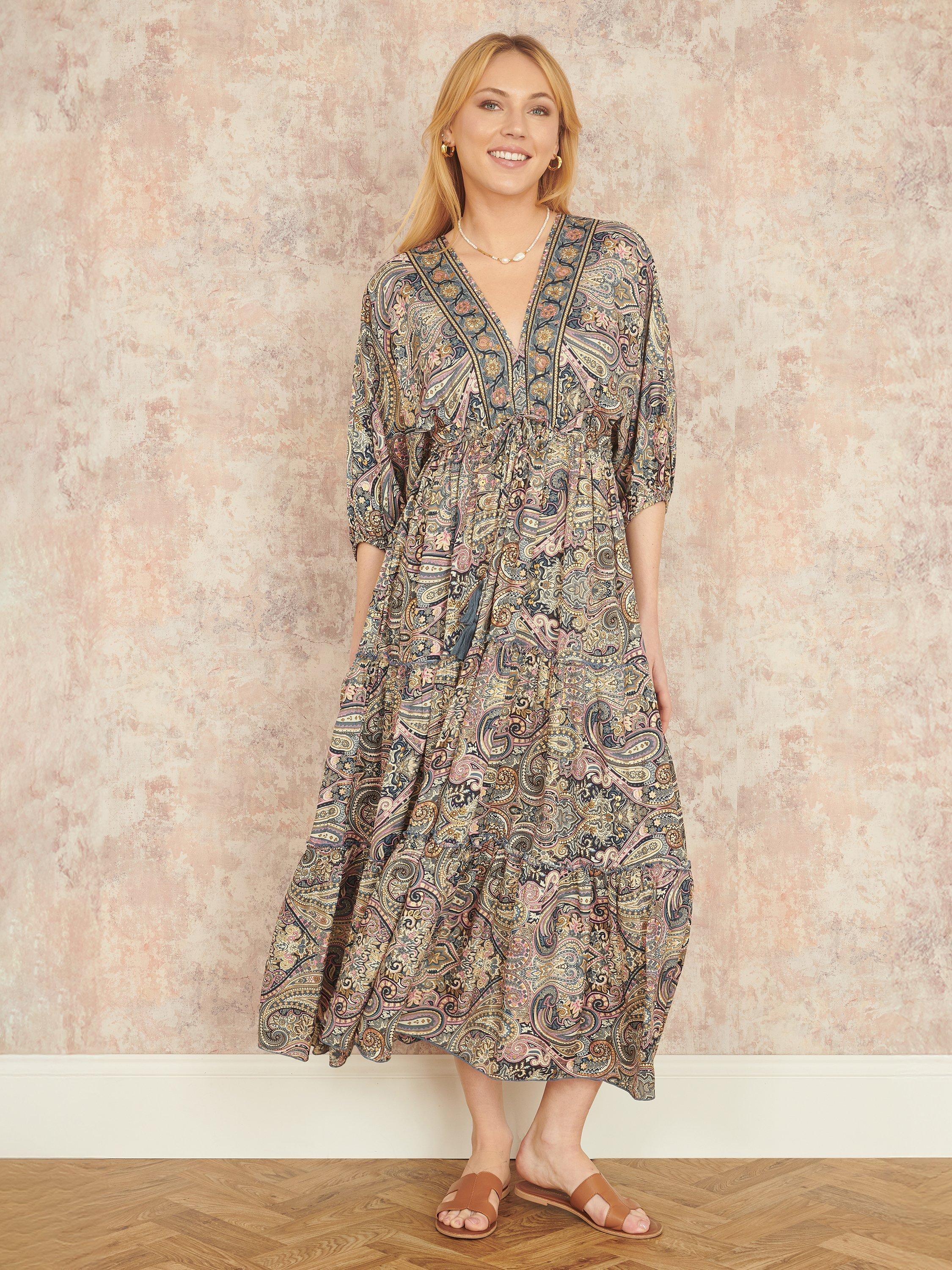 Product image 2 of 5, which shows Yumi Paisley Kimono Dress, Multi, S
