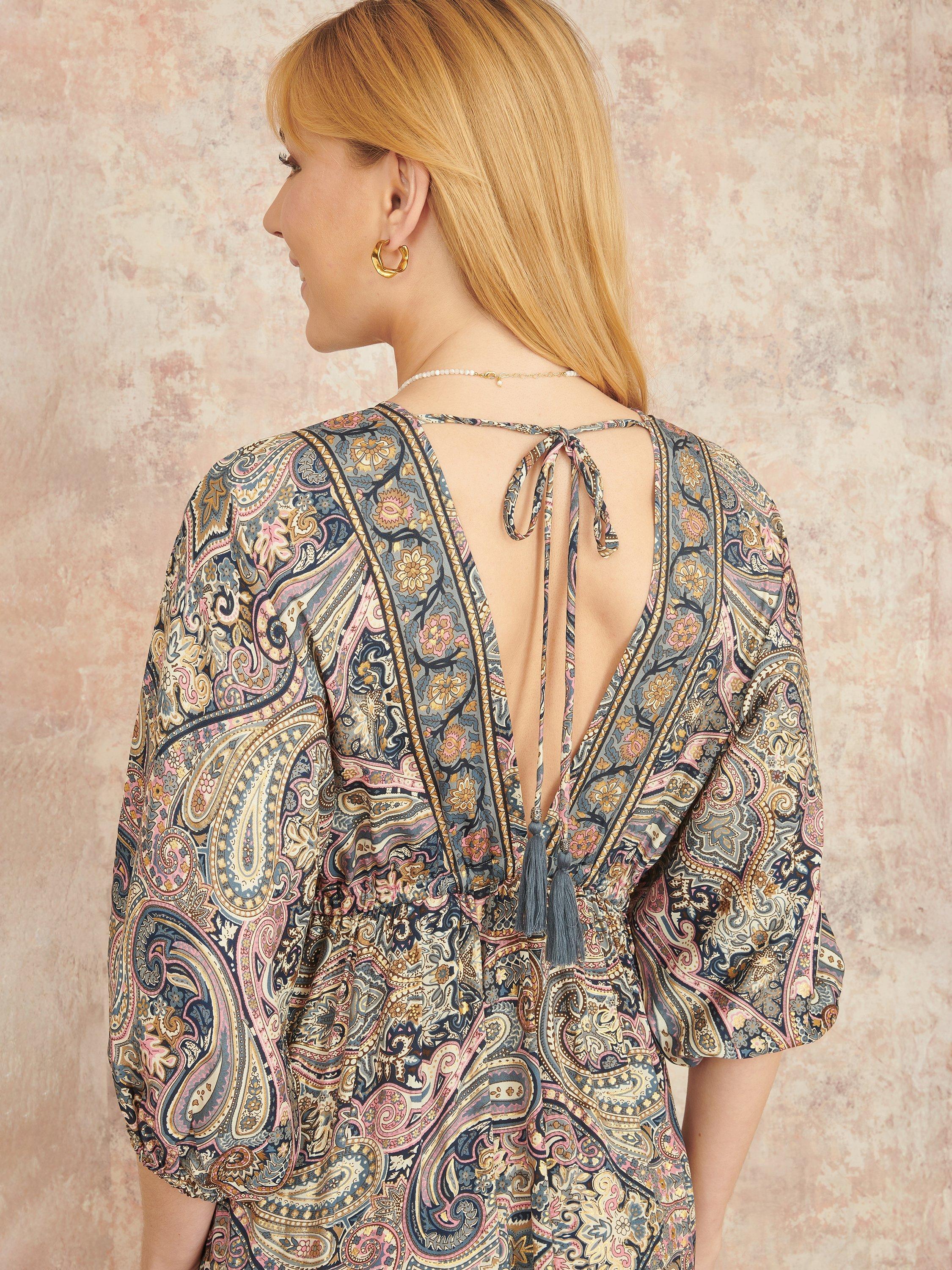 Product image 3 of 5, which shows Yumi Paisley Kimono Dress, Multi, S