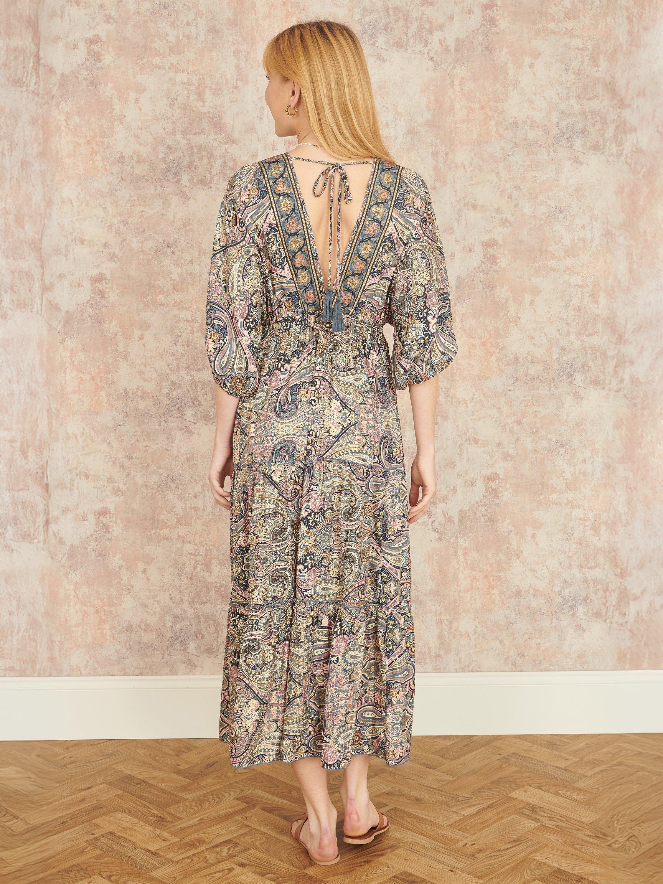 Product image 4 of 5, which shows Yumi Paisley Kimono Dress, Multi, S