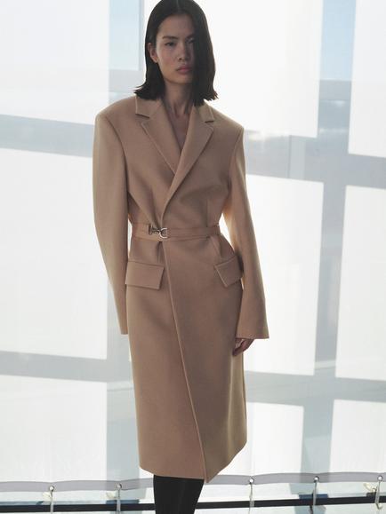 Mango Belted Oversized Coat, Light-pastel Pink, Light-pastel Pink