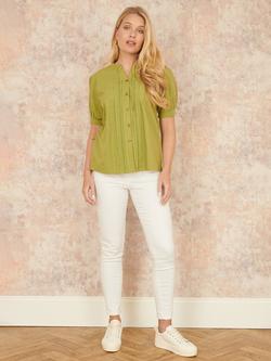 Yumi Pleated Short Sleeve Shirt - view 2, Green