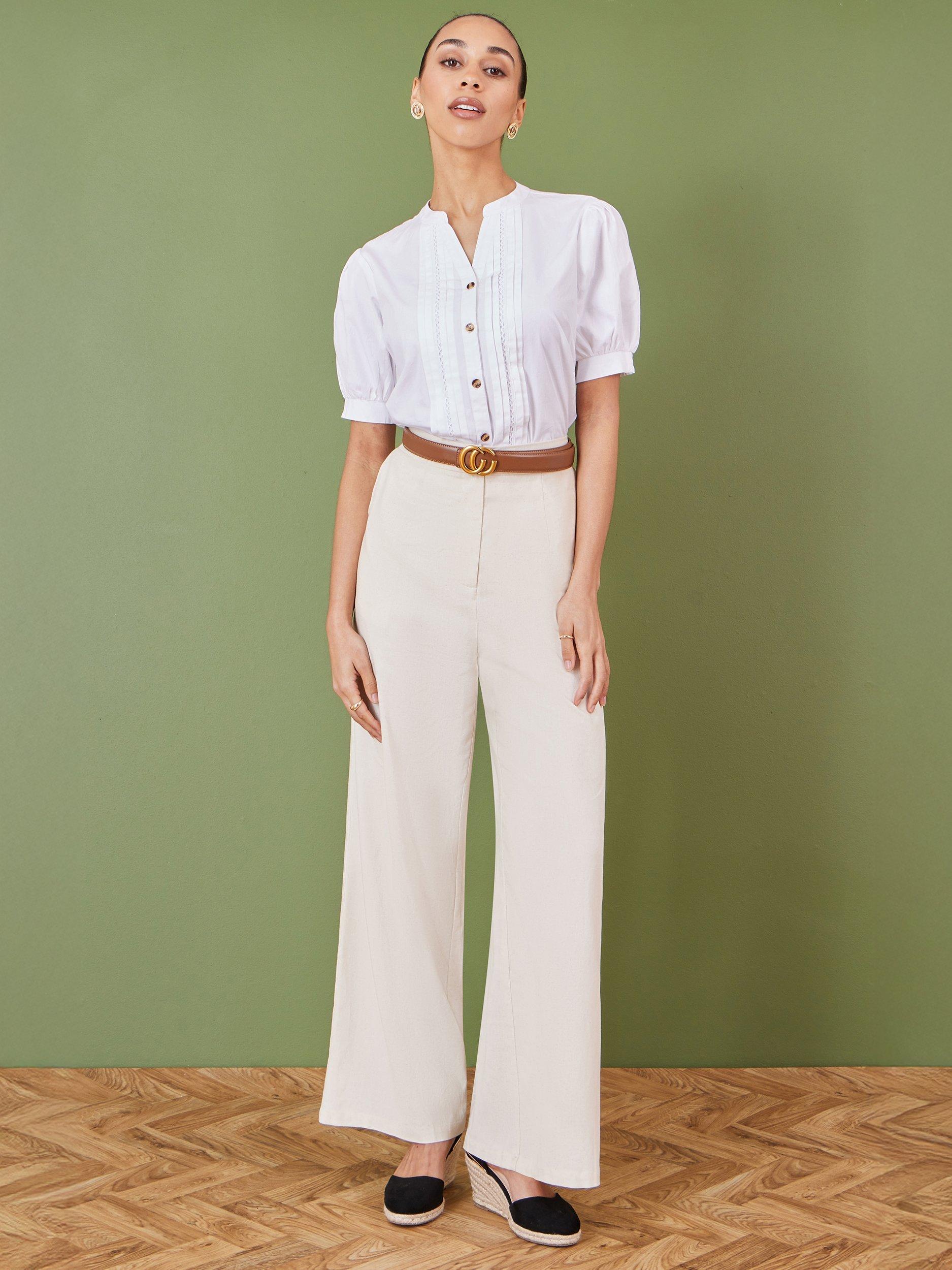 Product image 2 of 6, which shows Yumi Pleated Short Sleeve Shirt, White, 8