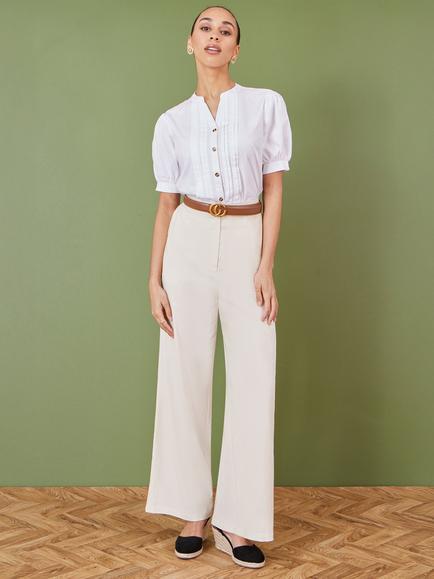 Yumi Pleated Short Sleeve Shirt - view 2, White