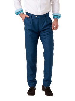KOY Linen Blend Suit Trousers, Blue Teal, Blue Teal
